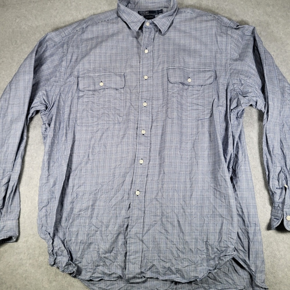 Polo Ralph Lauren Whitfield 100% Cotton Long Sleeve Shirt Mens XXL Houndstooth‎ - Picture 5 of 10